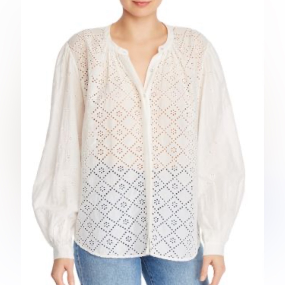 Joie Cream Eyelet Puff Sleeve Blouse